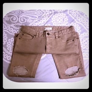 FREE people Distressed Stretched Jeans
